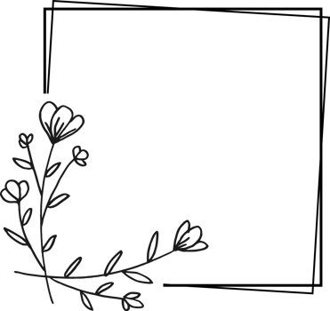 Simple square floral frame border with a corner of hand drawn plants for a wedding or engagement or greeting card png