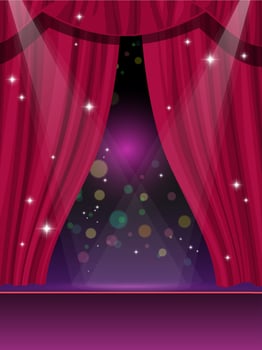 Red curtains on circus or theater stage vector