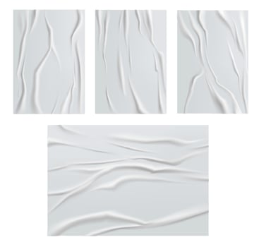 White glued paper wrinkled and crumpled texture vector