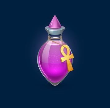 Witchcraft potion bottle, Egyptian sandstorm spell vector