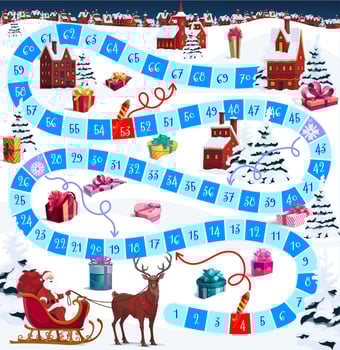 Christmas board game or puzzle with Santa Claus vector