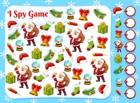 Christmas game of I spy, find and count puzzle vector