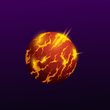 Flaming sphere, burning planet ball, hot globe vector