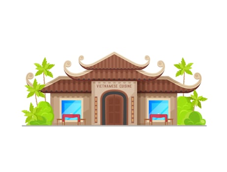 Vietnamese cuisine restaurant building icon vector