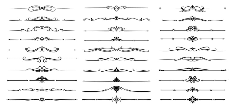 Vintage floral dividers and border embellishments vector