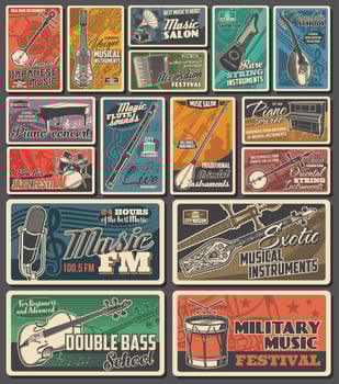 Exotic oriental, classic music instruments vector