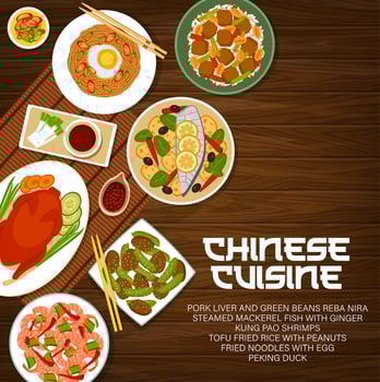 Chinese cuisine vector menu cover, asian dishes