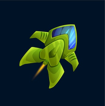 Startup of cartoon rocket starship flaming shuttle vector
