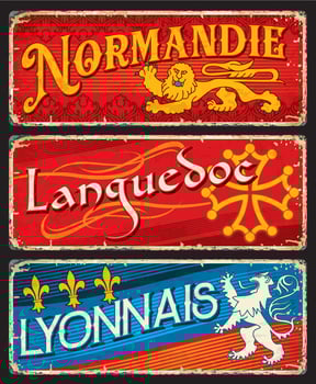 Normandie, Languedoc, lyonnais regions of France vector