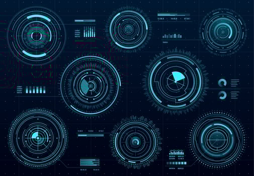 Circle futuristic HUD digital interface, screen vector