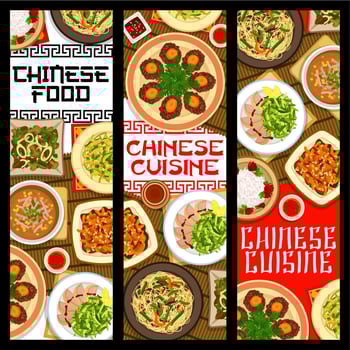 Chinese cuisine food banners, restaurant menu vector