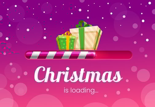 Christmas loading, gifts and candy cane bar vector