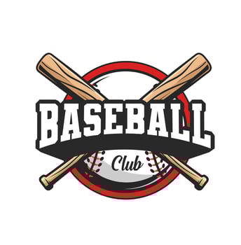 Baseball sport club icon, crossed bats and ball vector