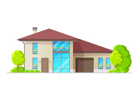 Residential neighborhood two-storey house exterior vector