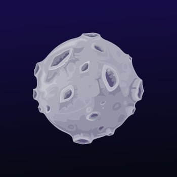 Galaxy space grey planet with craters, vector