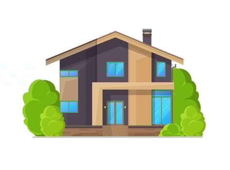 Residential neighborhood two-storey house exterior vector