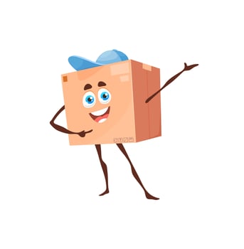 Cartoon cardboard box courier delivery character vector