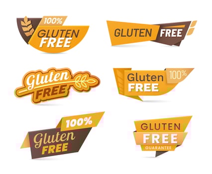 Gluten free cereal food icons, lables and banners vector