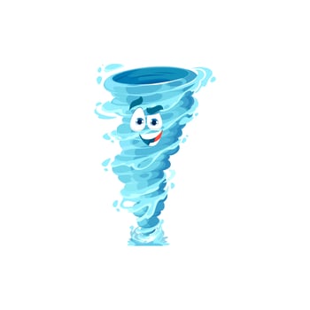 Cartoon tornado funny character with water drops vector