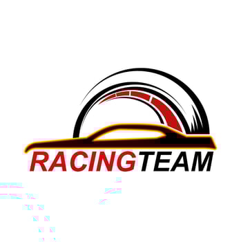 Racing sport team vector icon with car speedometer