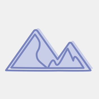 Icon mountains. Camping and adventure elements. Icons in two tone style. Good for prints, posters, logo, advertisement, infographics, etc. vector
