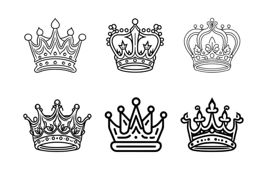 Crown icon set Vector, Crown line art illustration, Queen Crown bundle, king Crown symbol set vector