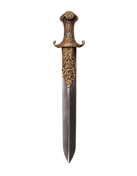 Sword with filigree details on transparent background, created with png