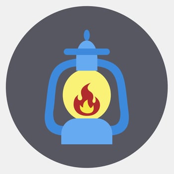 Icon lantern. Camping and adventure elements. Icons in color mate style. Good for prints, posters, logo, advertisement, infographics, etc. vector