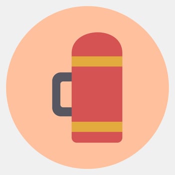 Icon thermos. Camping and adventure elements. Icons in color mate style. Good for prints, posters, logo, advertisement, infographics, etc. vector