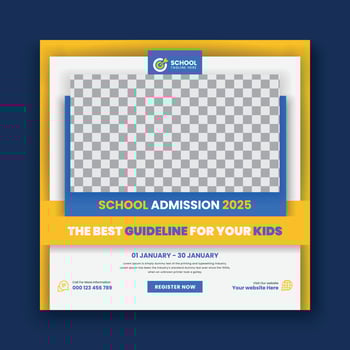 School admission social media post and web banner template vector