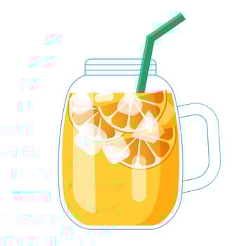 Lemonade glass with pieces of lemon vector