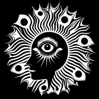 Psychedelic - Black and White Isolated Icon - Vector illustration