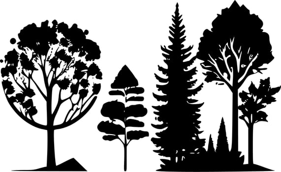 Trees, Minimalist and Simple Silhouette - Vector illustration