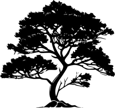 Tree, Black and White Vector illustration