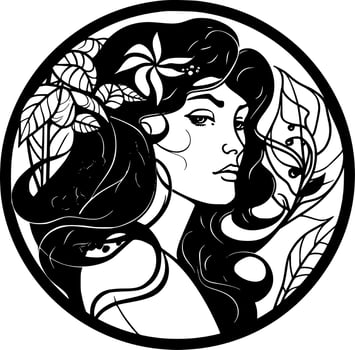 Art Nouveau, Black and White Vector illustration