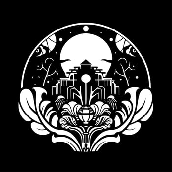 Art Nouveau, Black and White Vector illustration
