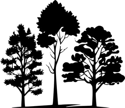 Trees, Black and White Vector illustration