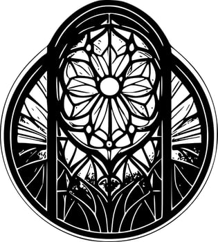 Stained Glass, Black and White Vector illustration