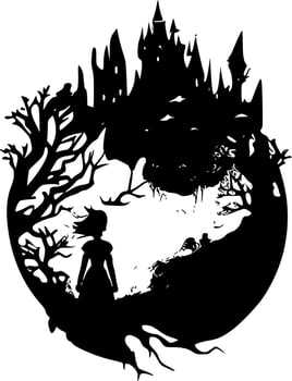 Fantasy - Black and White Isolated Icon - Vector illustration