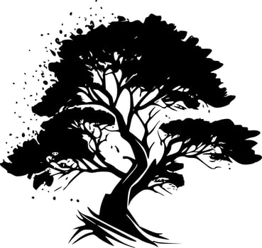 Tree - Black and White Isolated Icon - Vector illustration