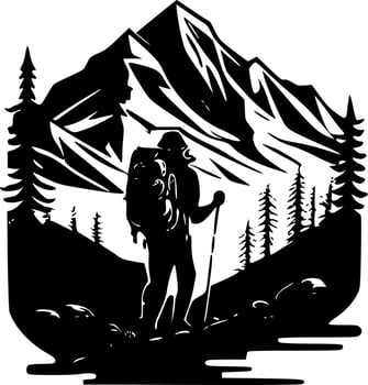 Hiking - Minimalist and Flat Logo - Vector illustration