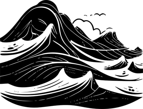 Waves - Black and White Isolated Icon - Vector illustration