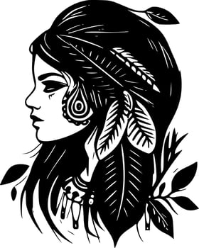 Boho - Black and White Isolated Icon - Vector illustration