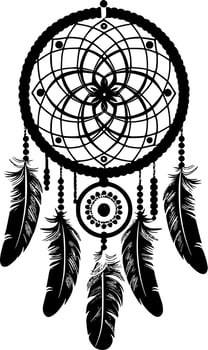 Dream Catcher - Black and White Isolated Icon - Vector illustration