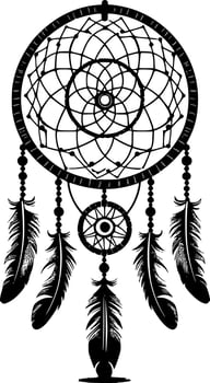 Dream Catcher - Black and White Isolated Icon - Vector illustration