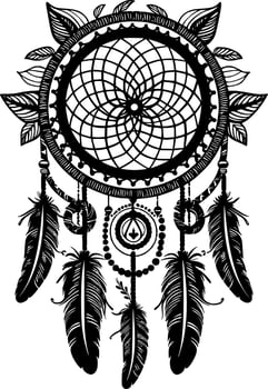 Dream Catcher - Black and White Isolated Icon - Vector illustration