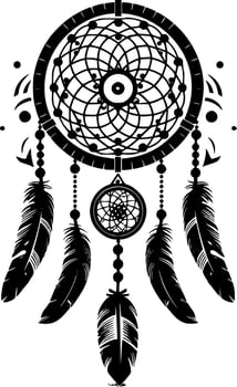 Dream Catcher - Black and White Isolated Icon - Vector illustration