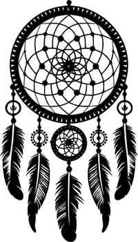 Dream Catcher, Black and White Vector illustration