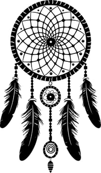 Dream Catcher, Black and White Vector illustration
