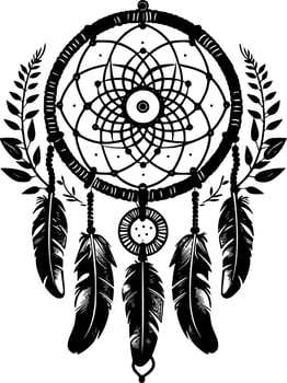 Dream Catcher - Black and White Isolated Icon - Vector illustration